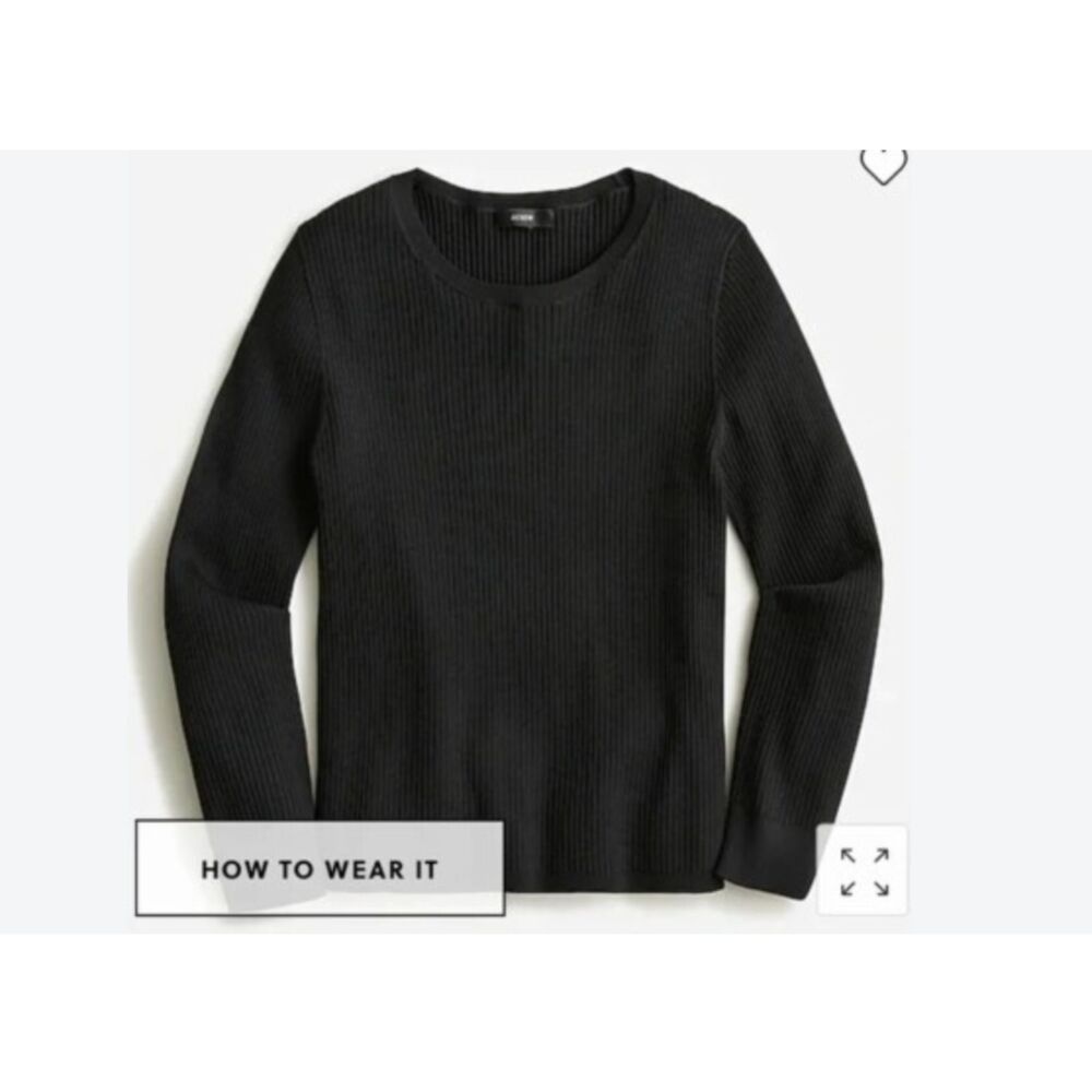 J.Crew Super sculpt ribbed Black Long Sleeve Crewneck Top Women’s Small